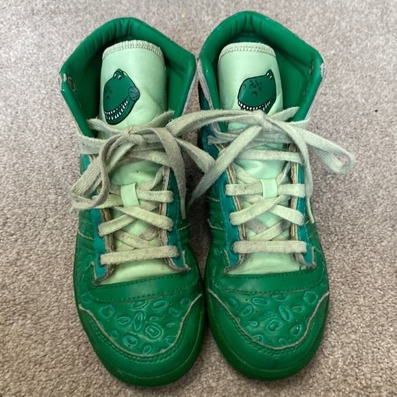 Adidas X Disney Pixar Toy Story Rex Green Dinosaur High Top Sneakers Size 1 - Picture 1 of 8